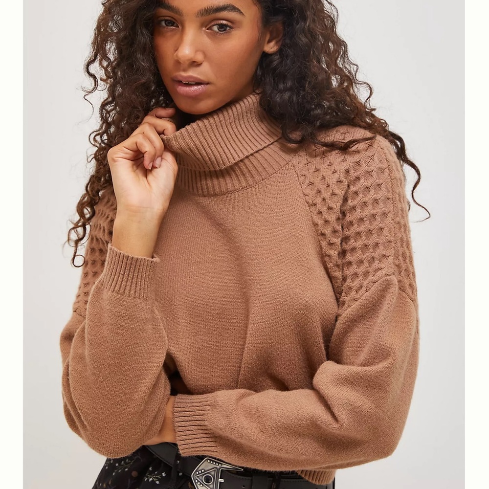 Anthropologie BB Dakota Meggie Crop Turtleneck Sweater